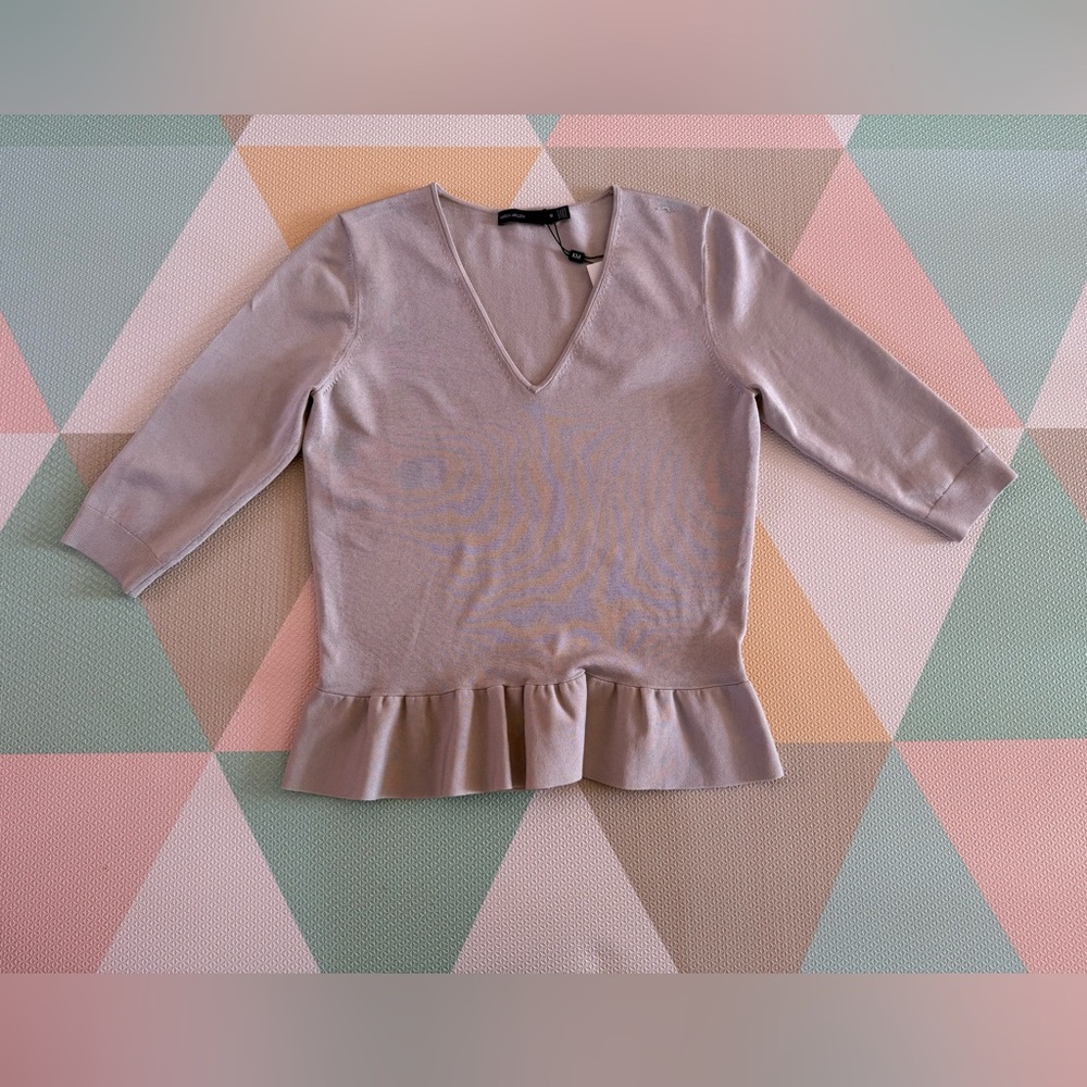 Karen Millen Taupe V-Neck Sweater Size M NWT - Picture 5 of 9